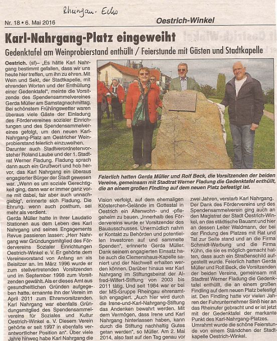 Eröffnung Karl-Nahrgang-Platz - RheingauEcho 6. Mai 2016
